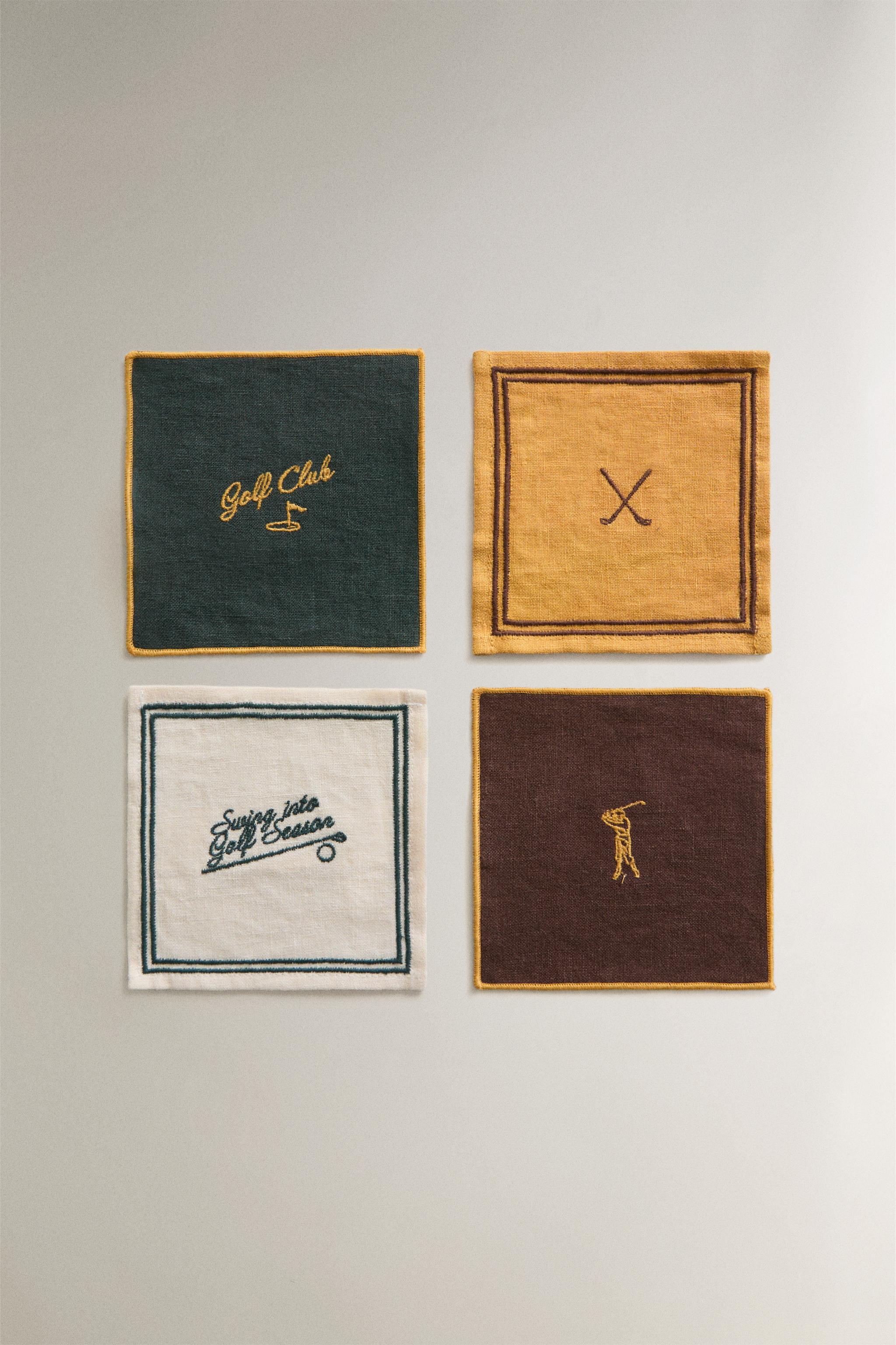 PACK DESSOUS DE VERRE LIN GOLF (LOT DE 4)