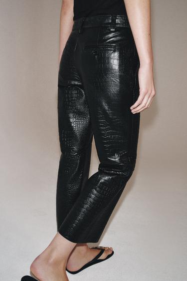 ZW COLLECTION LIMITED EDITION CROC LEATHER TROUSERS - Black by Zara - Image 2