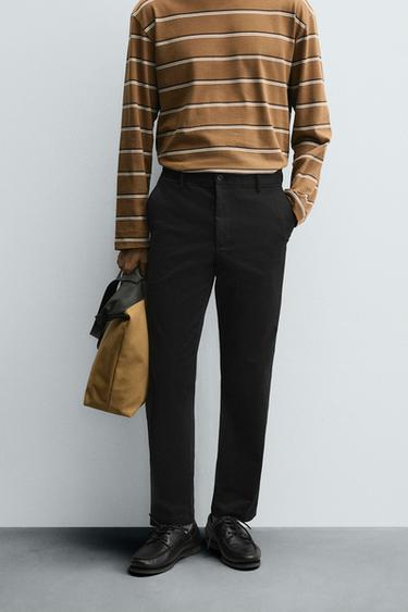 Zara SKINNY FIT CHINO PANTS - Black
