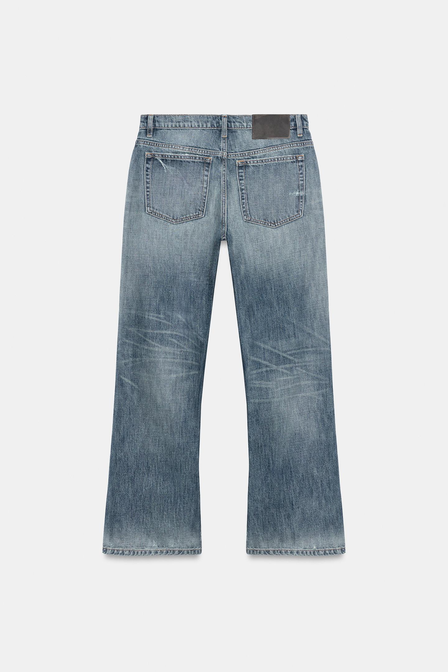 Женские джинсы Zara Trf Straight Low-Rise Distressed, цвет: Синий — фото 6
