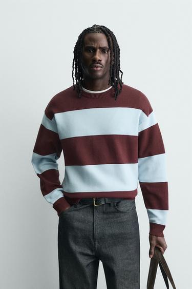 PULOVER Z MEHKO TEKSTURO - Črtasto od Zare