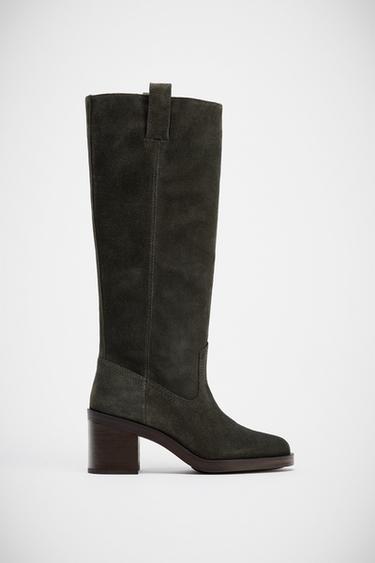 BOTA TACÓN SERRAJE - Gris Azulado de Zara