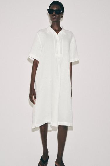 ROBE CHEMISE EN LIN ZW COLLECTION - Blanc de Zara - Image 1
