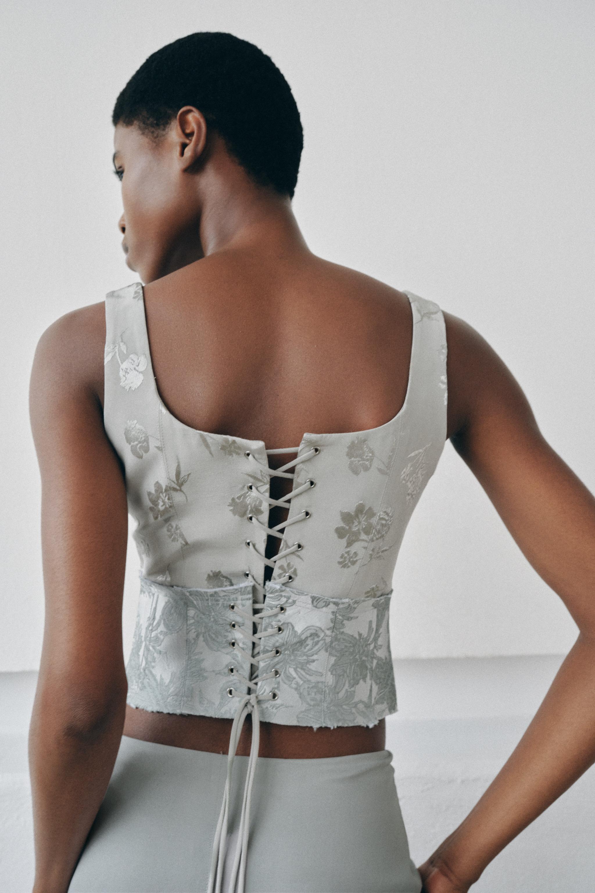 TOP CORSET EN JACQUARD COMBINÉ