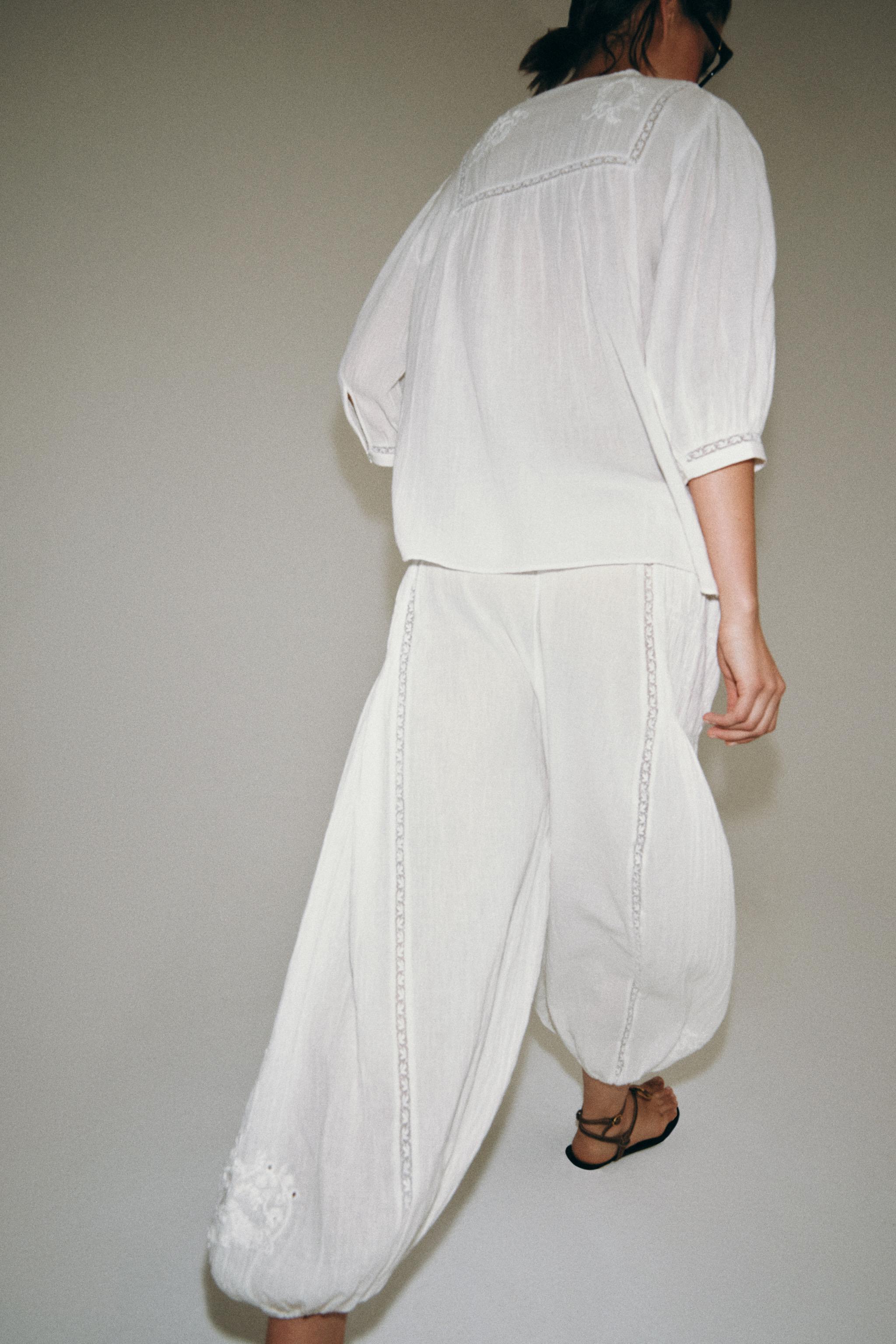 Женские брюки Zara ZW COLLECTION LACE PANTS — фото 4