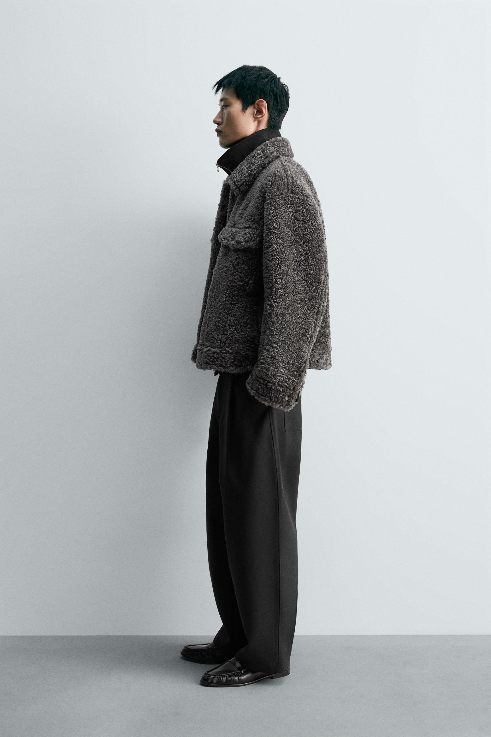 リラックスフィット フェイクファージャケット - グレー/ブルー | ZARA