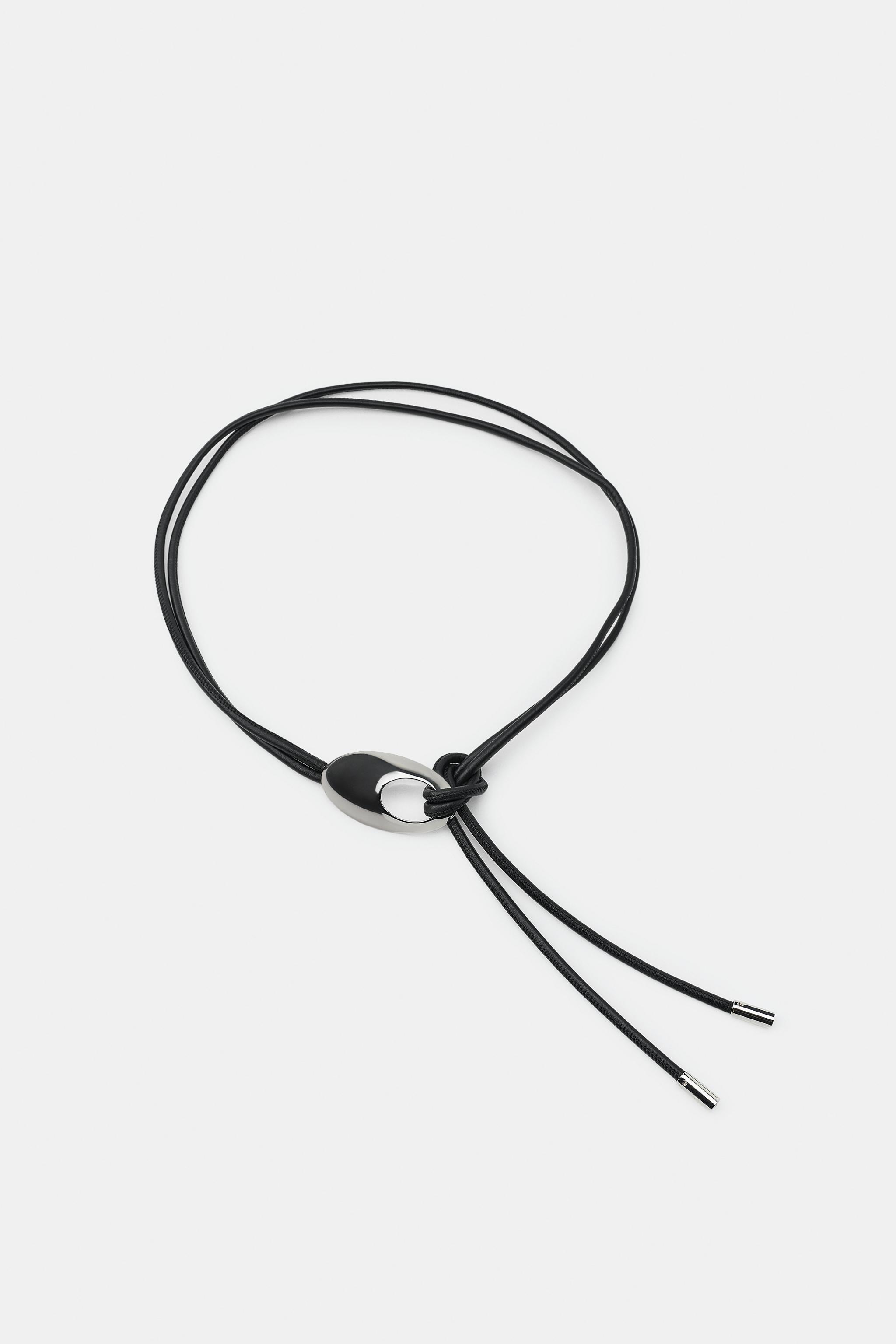 100% LEATHER DOUBLE CORD BELT — Black