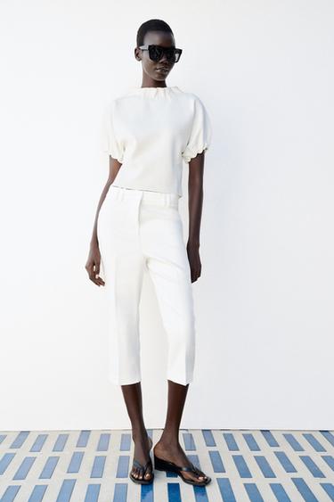 TOP PUNTO FRUNCES - Blanco de Zara