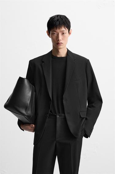 Zara 舒適款西裝外套 - 黑色