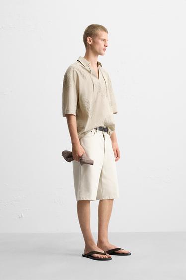 CHEMISE BRODERIE FEUILLES - Marron / Taupe de Zara - Image 3