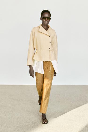 Kimono boutonné à nouer 100 % lin -  de Zara