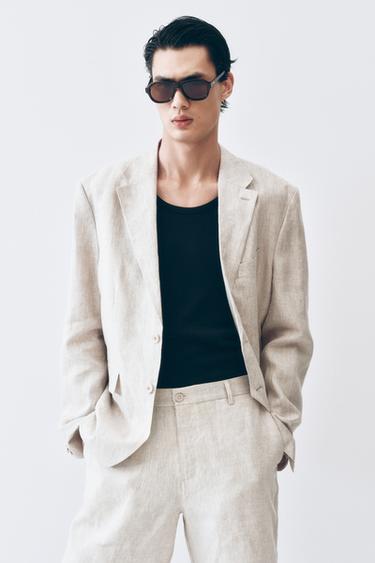 100% LINEN SUIT BLAZER - Light beige by Zara