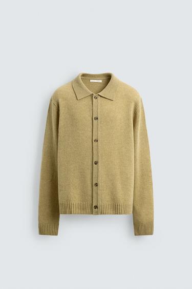 100% WOOL CARDIGAN - Light green by Zara