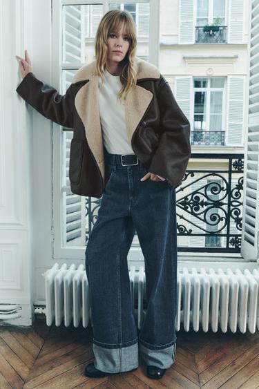 ZARA ザラ たのしめる ロング丈 ダブルフェイス ジャケット ボア コート