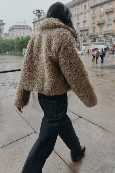 VESTE EFFET FOURRURE AVEC BRANDENBOURGS - Marron clair de Zara - Image 2