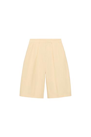 ZW COLLECTION PLEATED BERMUDA SHORTS - Butter by Zara
