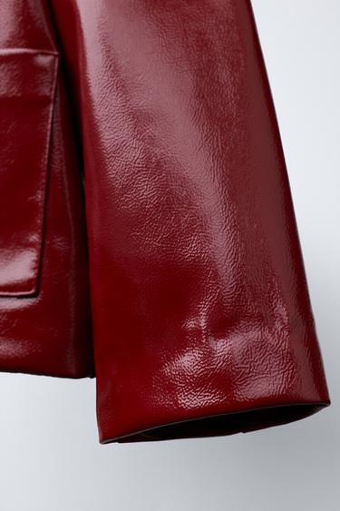 PATENT EFFECT JACKET - Burgundy by Zara - Image 5