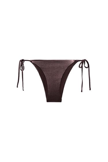 METALLIC-EFFECT BIKINI BOTTOMS - Brown by Zara