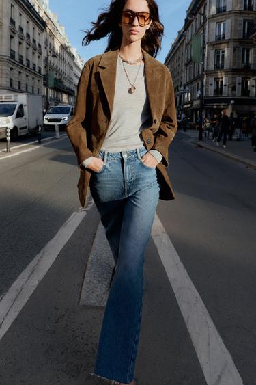 Zara Z.02 HIGH WAIST STRAIGHT ANKLE JEANS - Mid-blue