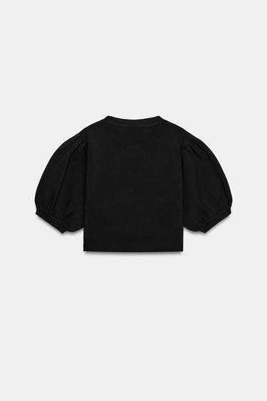 TOP EN MAILLE À MANCHES BOUFFANTES - Noir de Zara - Image 6