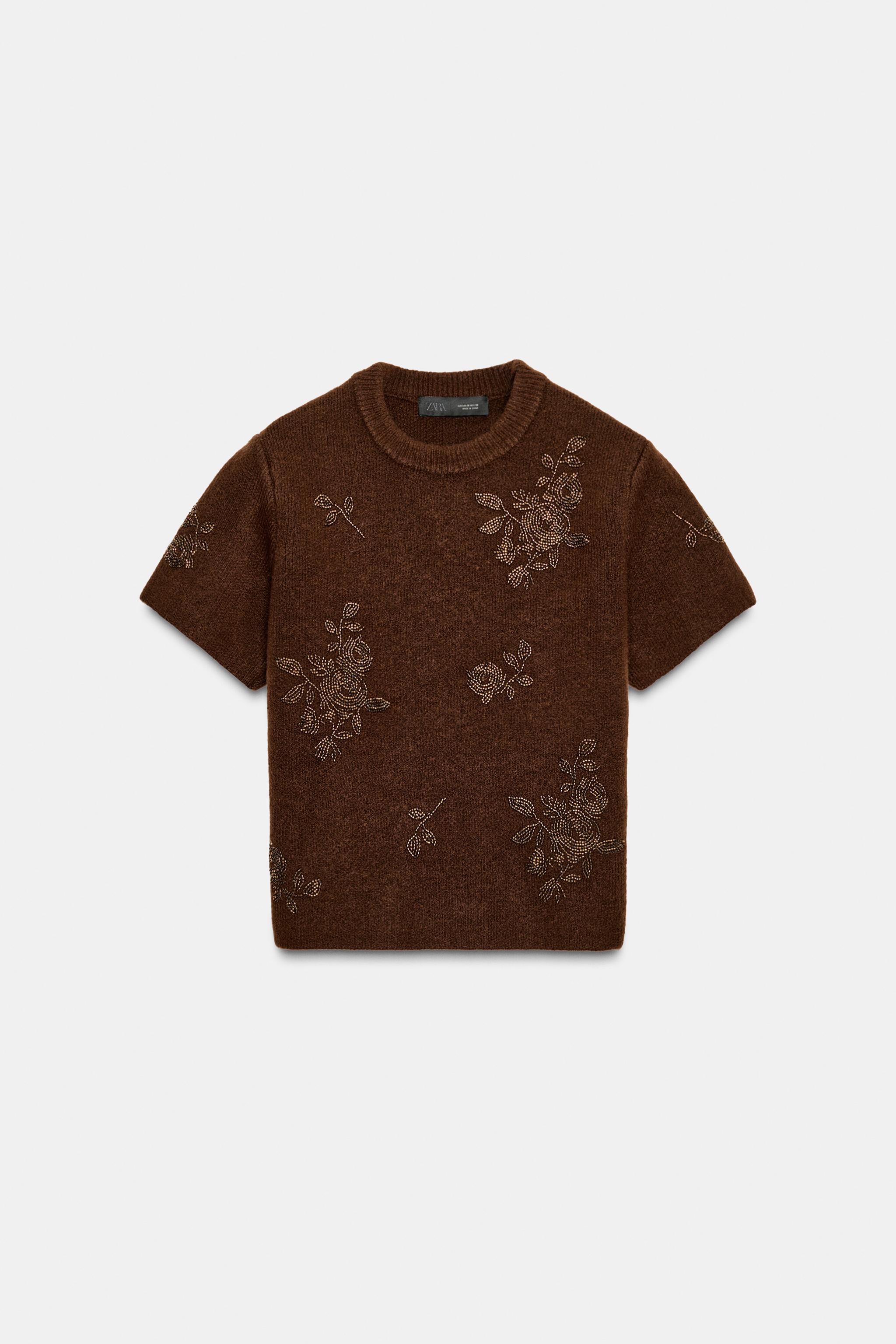 PULL MANCHES COURTES MAILLES FANTAISIE