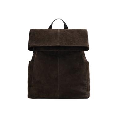 Zara LEATHER FLAP BACKPACK - Brown