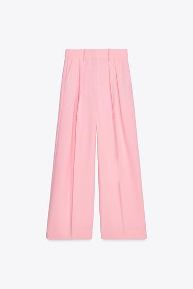 CALÇA COM PREGAS ZW COLLECTION - Rosa-pastel da Zara