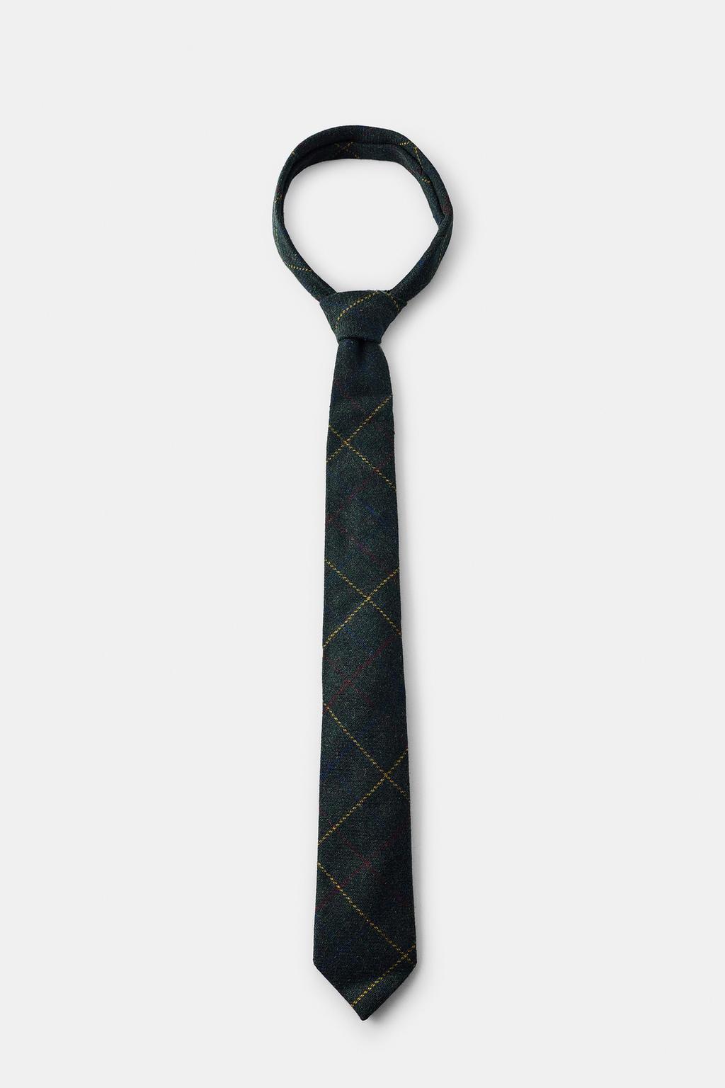 WOOL BLEND CHECKS PRINT TIE