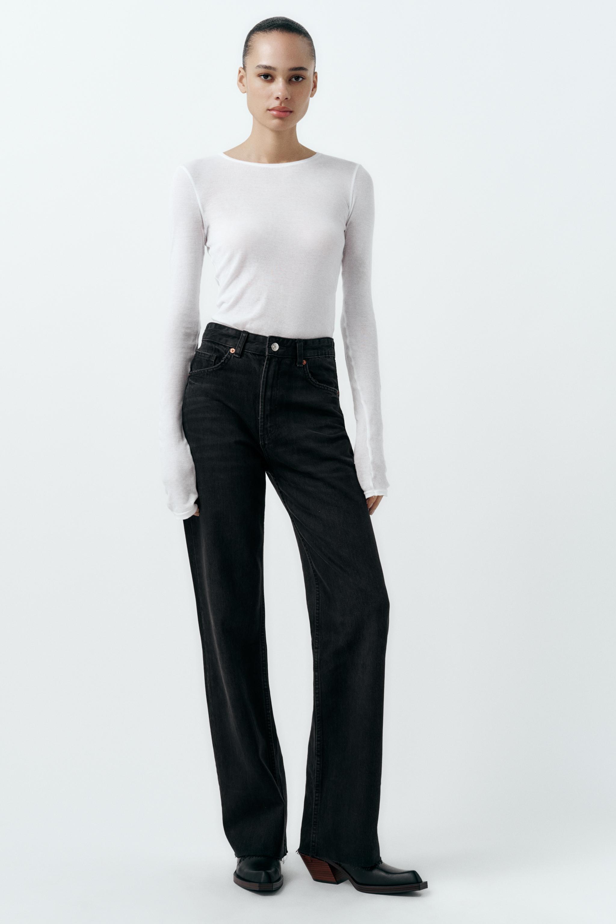 Zara black jeans hot sale with red stripe