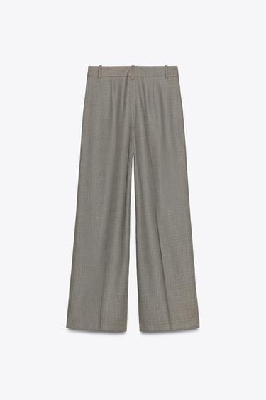 PANTALON LARGE À PINCES - Sable / Noir de Zara - Image 7