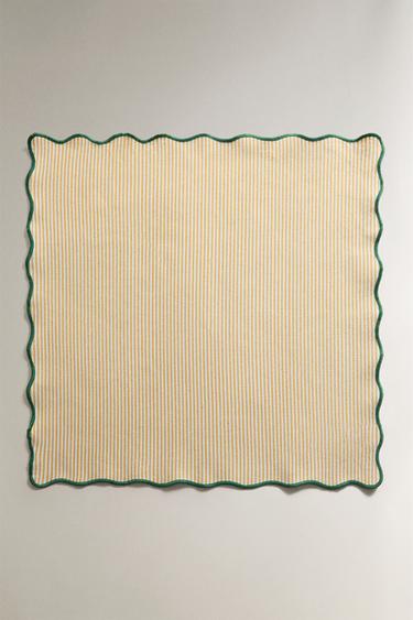 PACK OF STRIPED NAPKINS WITH SCALLOPED EDGE (PACK OF 2) - Yellow by Zara - Image 1