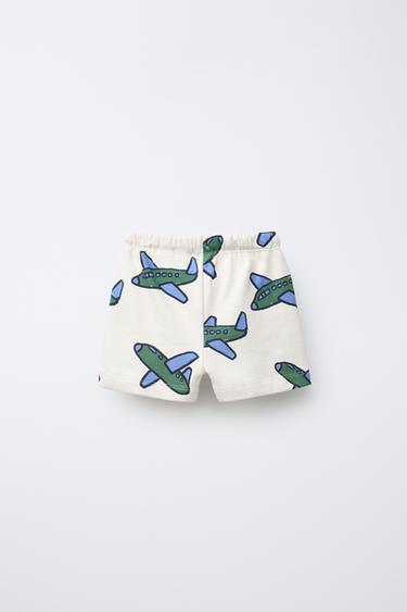 LOT DE DEUX BERMUDAS IMPRIMÉ AVIONS ET UNIES - Bleus de Zara - Image 2