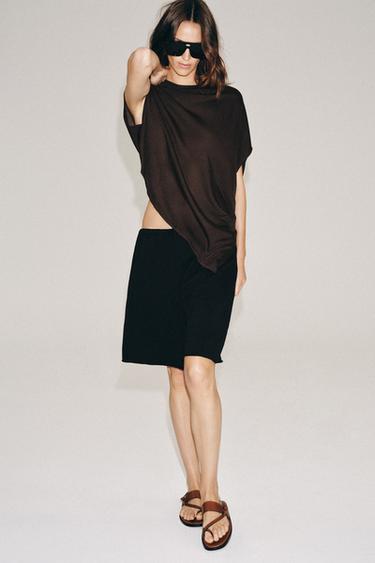 ASYMMETRIC KNIT TOP - Brown by Zara