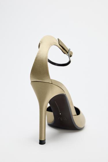 SATIN HIGH-HEEL SHOES WITH STRAP - Greenish by Zara - Image 6