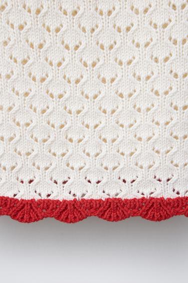 KNIT SKIRT WITH CONTRASTING TRIM - Ecru by Zara - Image 3