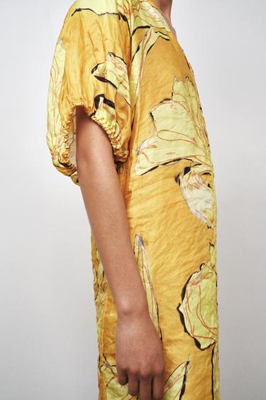 ZW COLLECTION PRINTED DRESS - Yellow by Zara - Image 4