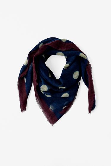 Zara POLKA DOT PRINT SCARF - Bluish