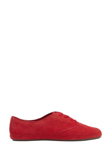 ZAPATILLA PIEL BLUCHER - Rojo de Zara