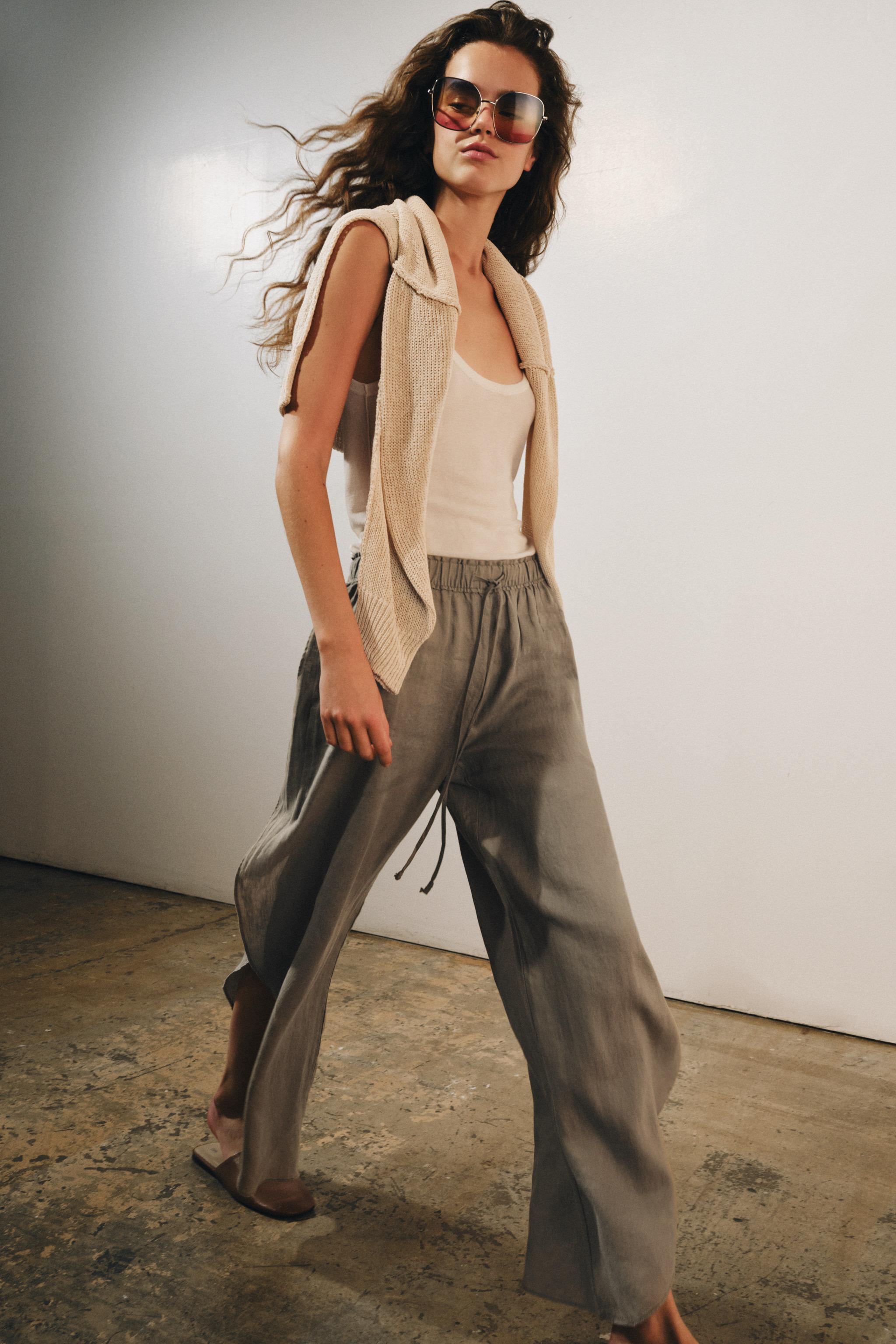 ZW COLLECTION 100% LINEN VENTED PANTS
