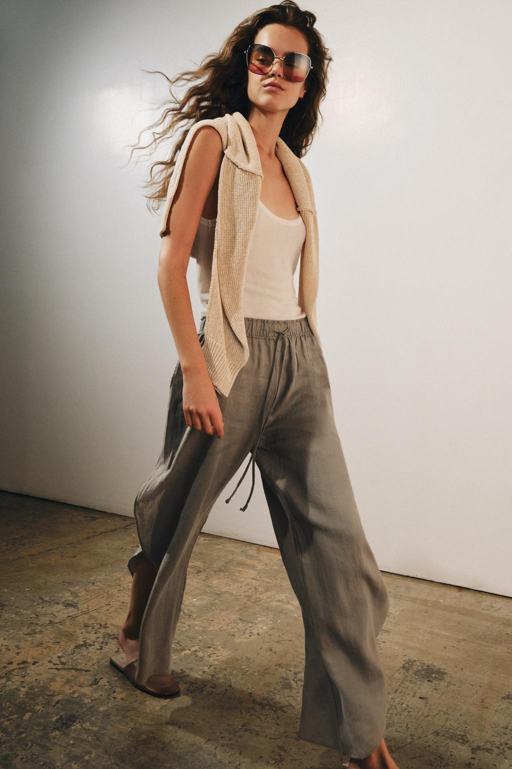 100% LINEN TROUSERS WITH VENTS ZW COLLECTION
