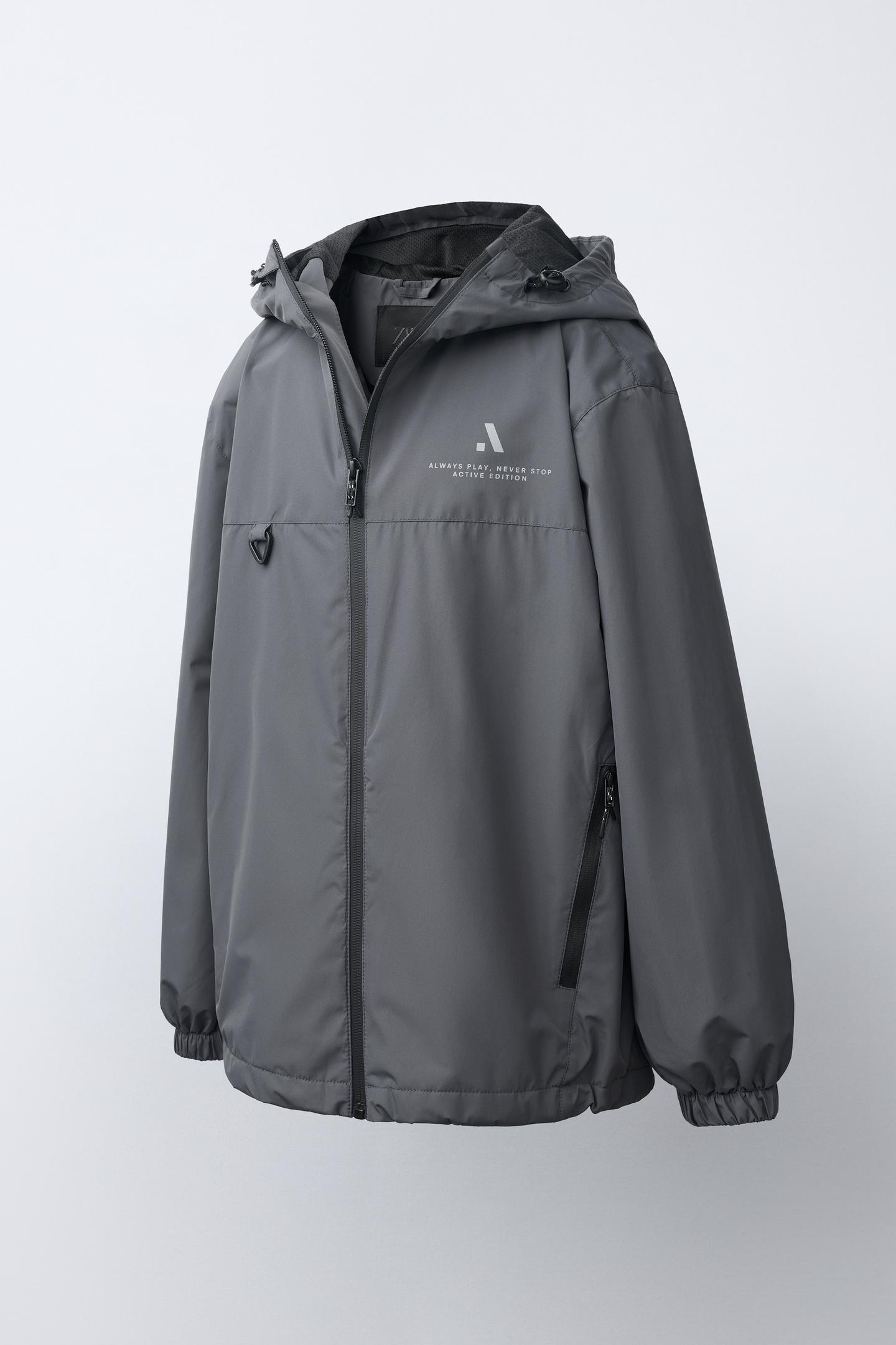 Детская куртка Zara Lightweight Water-Repellent, цвет: Антрацитовый серый — фото 3