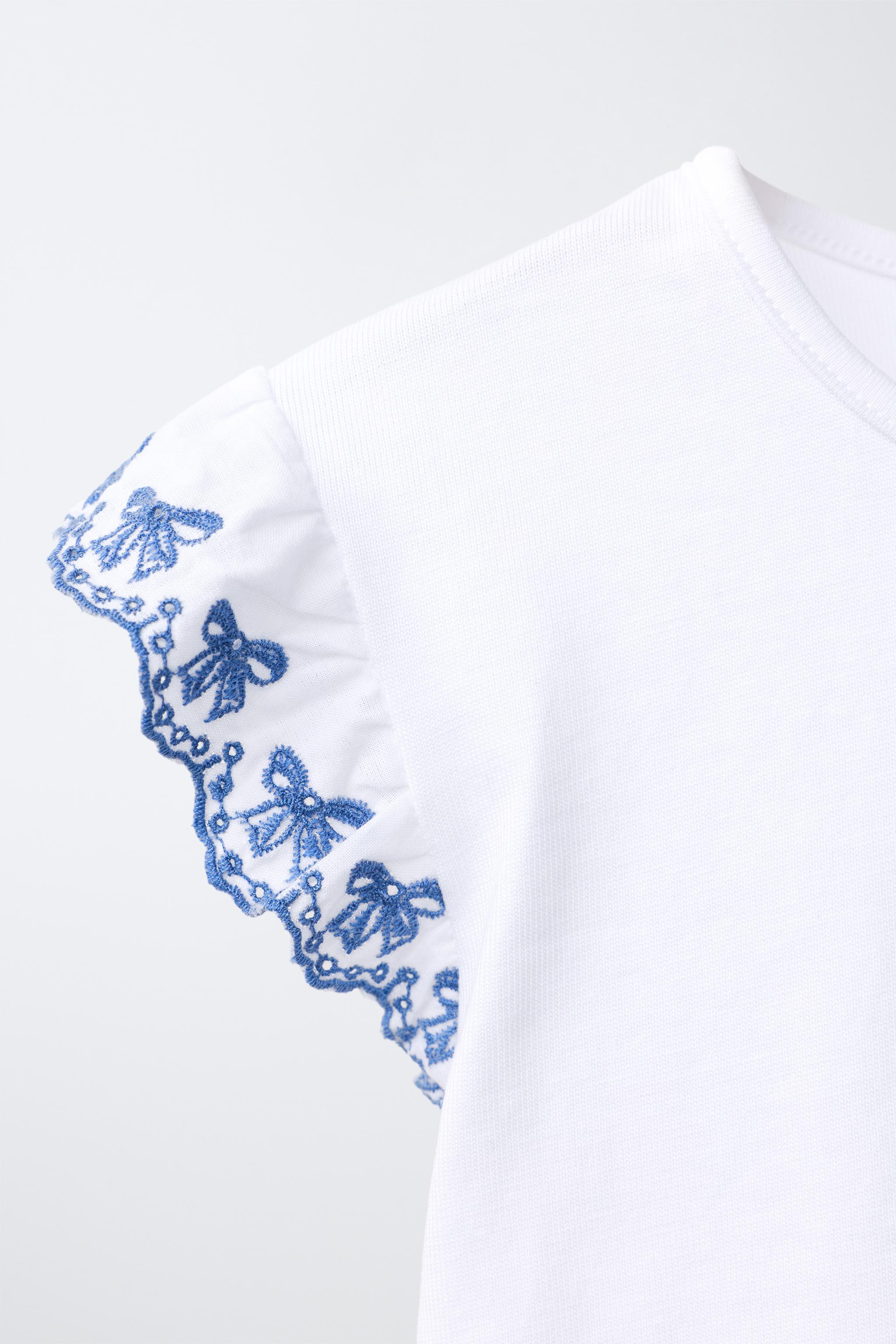 Детские футболки Zara CONTRAST EMBROIDERED T-SHIRT — фото 3