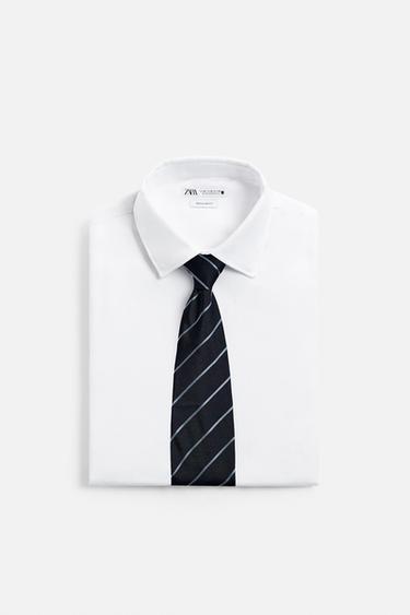CRAVATE 100% SOIE RAYURES - Bleu marine de Zara - Image 3