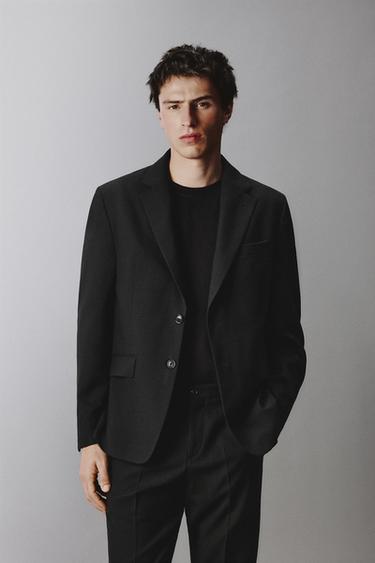 WOOL BLEND SUIT BLAZER - Black by Zara