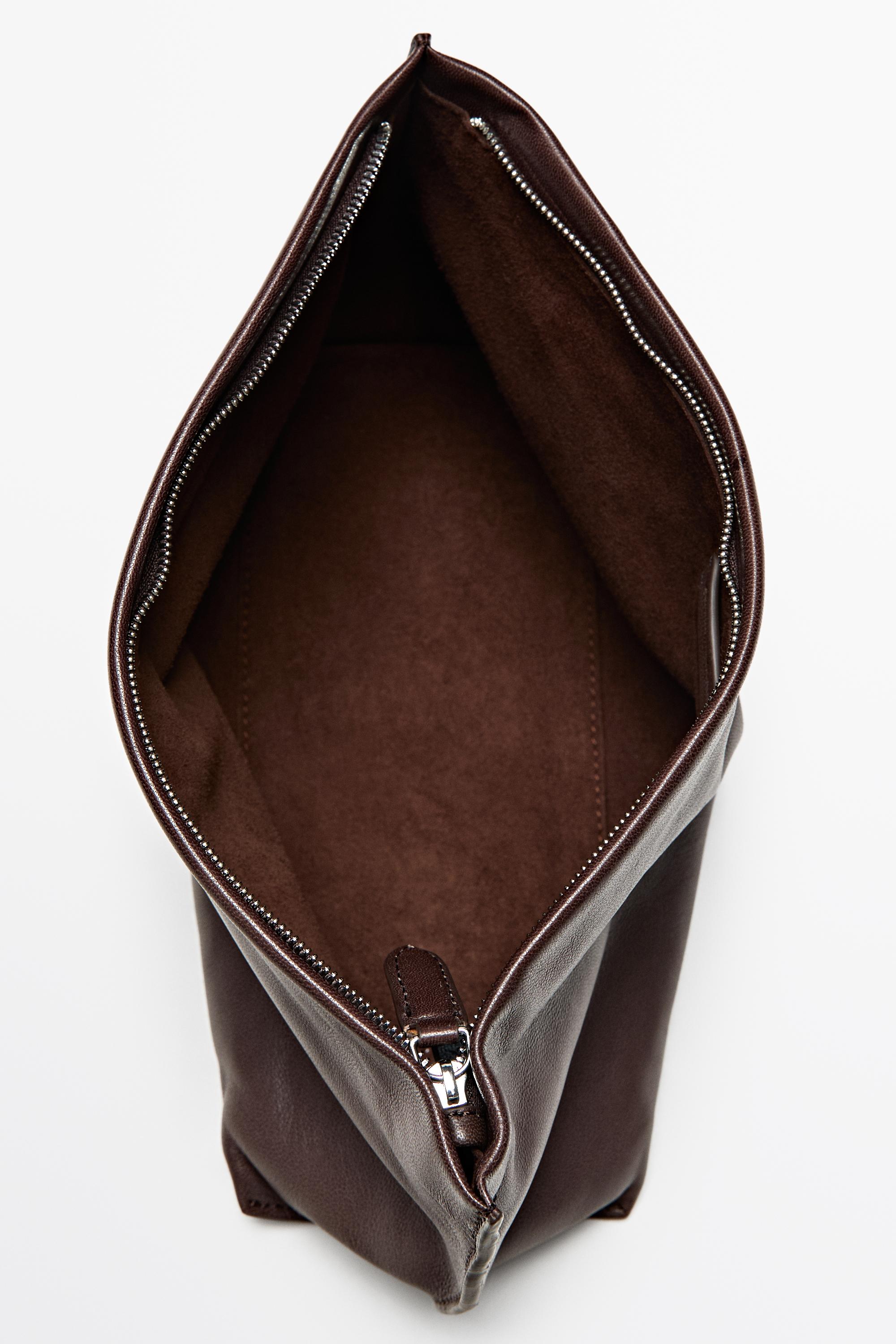 Large soft nappa leather toiletry bag