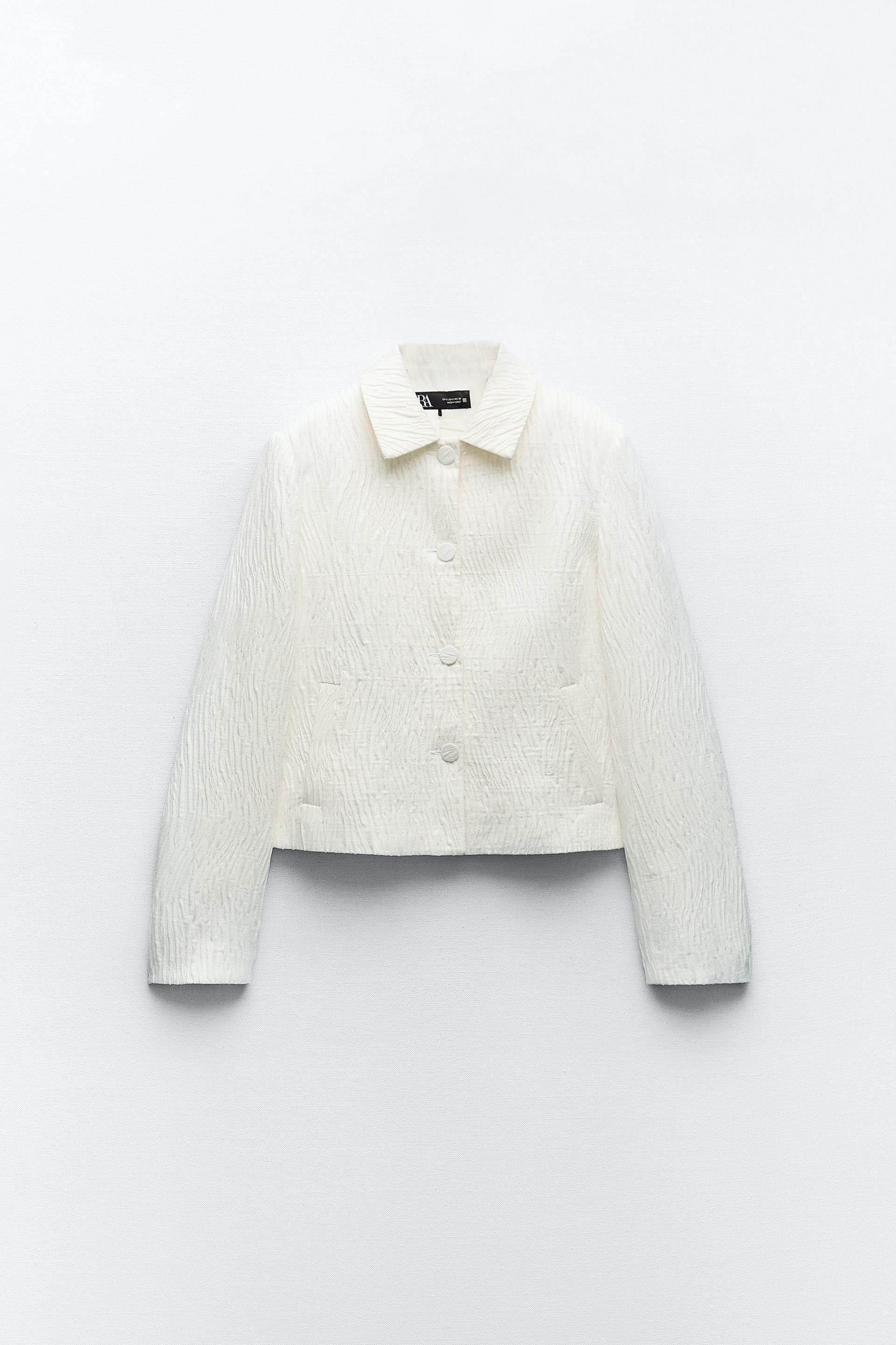 BLAZER CON TESSUTO EFFETTO LUCIDO - Bianco sporco