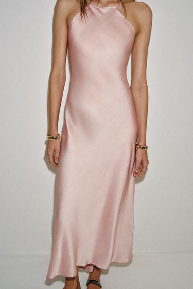 ROBE SATINÉE HALTER ZW COLLECTION - Rose de Zara - Image 3