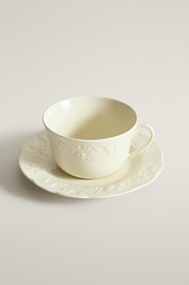 GRAPE PORCELAIN TEACUP AND SAUCER — Cream 2