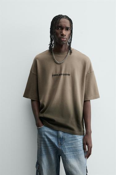 OMBRE PRINT T-SHIRT - Light brown by Zara