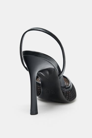 CHAUSSURES À TALONS EN RÉSILLE - Noir de Zara - Image 5